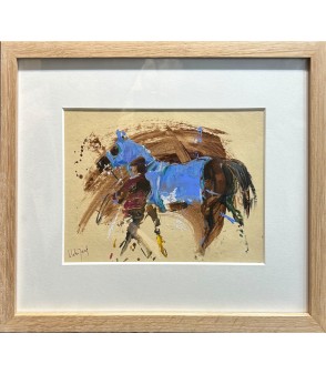 "Cheval et son lad" par Hubert de Watrigant pour Animal Art Gallery Paris