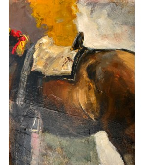 ESPERANDO, cheval à  l'attache, par Hubert de Watrigant, pour Animal Art Gallery Paris