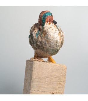 Sarcelle, sculpture animalière en bois, par Guillaume Belin pour Animal Art Gallery Paris