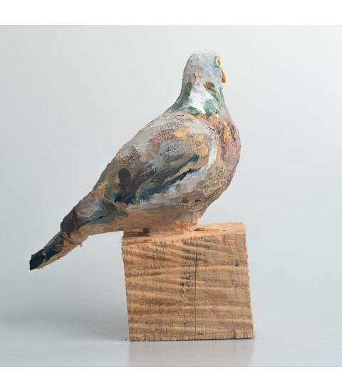 Pigeon, sculpture animalière en bois, par Guillaume Belin pour Animal Art Gallery Paris