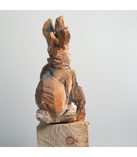 Lapins, sculpture animalière en bois, par Guillaume Belin pour Animal Art Gallery Paris