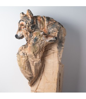 Loups, sculpture animalière en bois, par Guillaume Belin pour Animal Art Gallery Paris