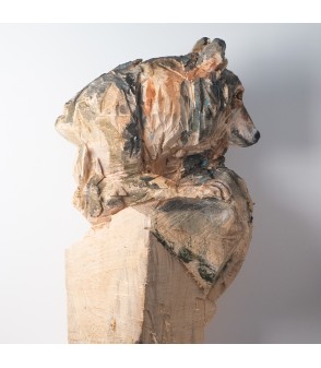 Loups, sculpture animalière en bois, par Guillaume Belin pour Animal Art Gallery Paris