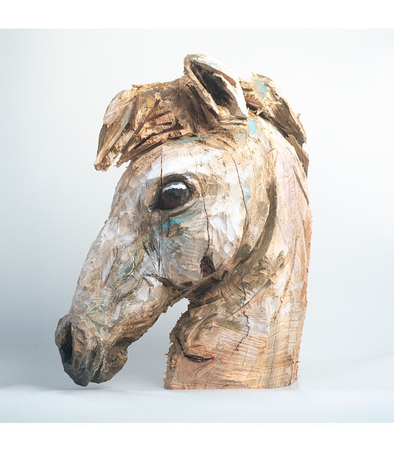 Buste de cheval en cire, sculpture originale
