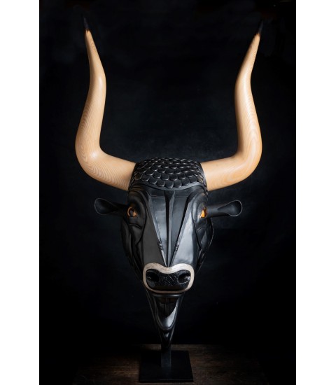 URUS (Auroch taureau sauvage) sculpture en acier et  bois par Matt Woods pour Animal Art Gallery Paris