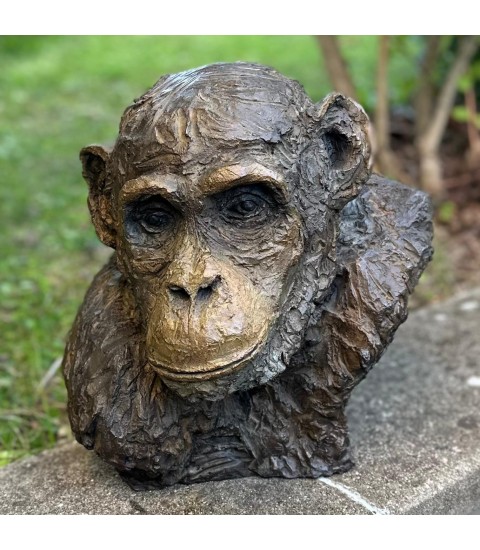 Chimpanzé sculpture animalière en bronze Francine Mellier pour Animal Art Gallery Paris Chimpanzé sculpture animalière en bronze Francine Mellier pour Animal Art Gallery Paris