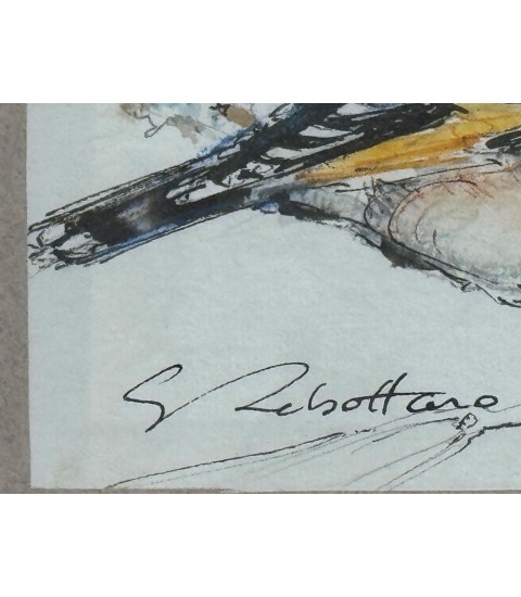 "Chardonneret” est un dessin à l’aquarelle, par l’artiste peintre animalier Estelle Rebottaro.
