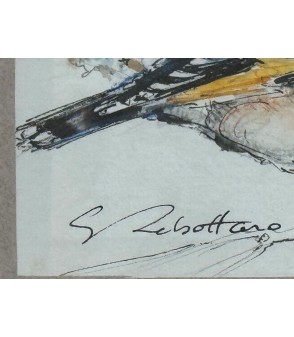 "Chardonneret” est un dessin à l’aquarelle, par l’artiste peintre animalier Estelle Rebottaro.