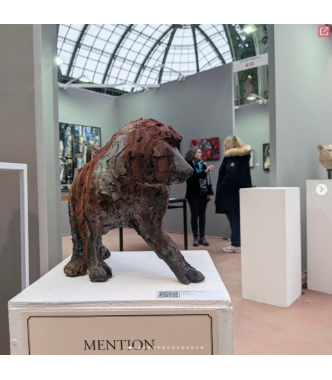 SCULPTURE BABOUIN SINGE CERAMIQUE RAKU MATTHIEU BONNAUD