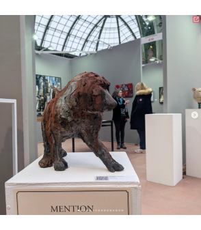 SCULPTURE BABOUIN SINGE CERAMIQUE RAKU MATTHIEU BONNAUD