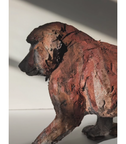 SCULPTURE BABOUIN SINGE CERAMIQUE RAKU MATTHIEU BONNAUD