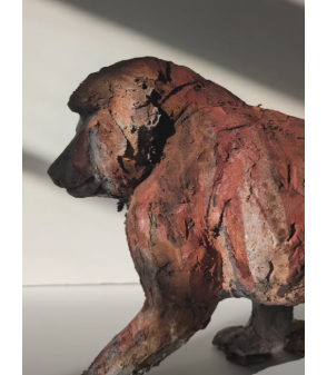 SCULPTURE BABOUIN SINGE CERAMIQUE RAKU MATTHIEU BONNAUD