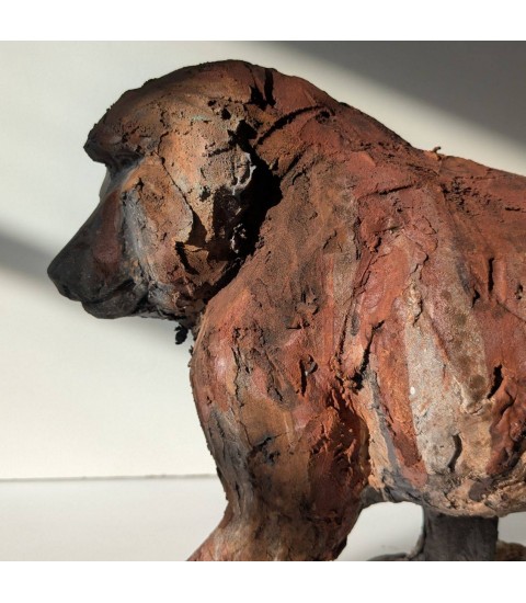 SCULPTURE BABOUIN SINGE CERAMIQUE RAKU MATTHIEU BONNAUD