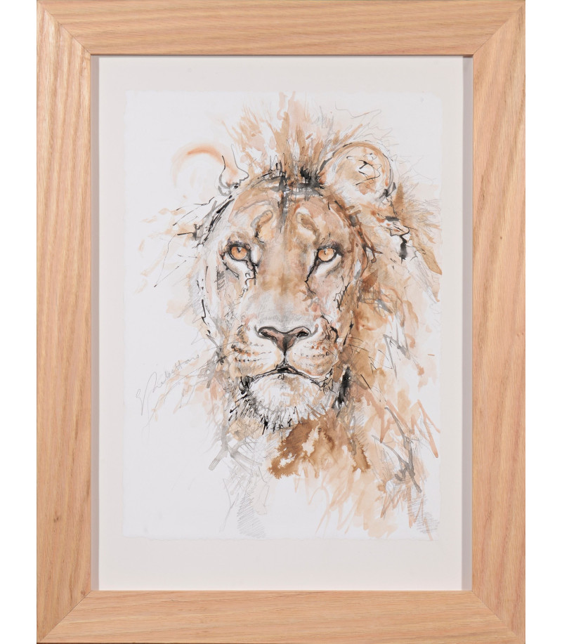 Lion 1_Dessin_Aquarelle_Estelle_Rebottaro_Artiste_Animalier_Animal_Art_Gallery_Paris