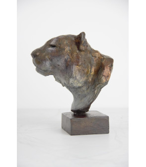 Sculpture petite tête de tigre Jean-Marc Bodin 1