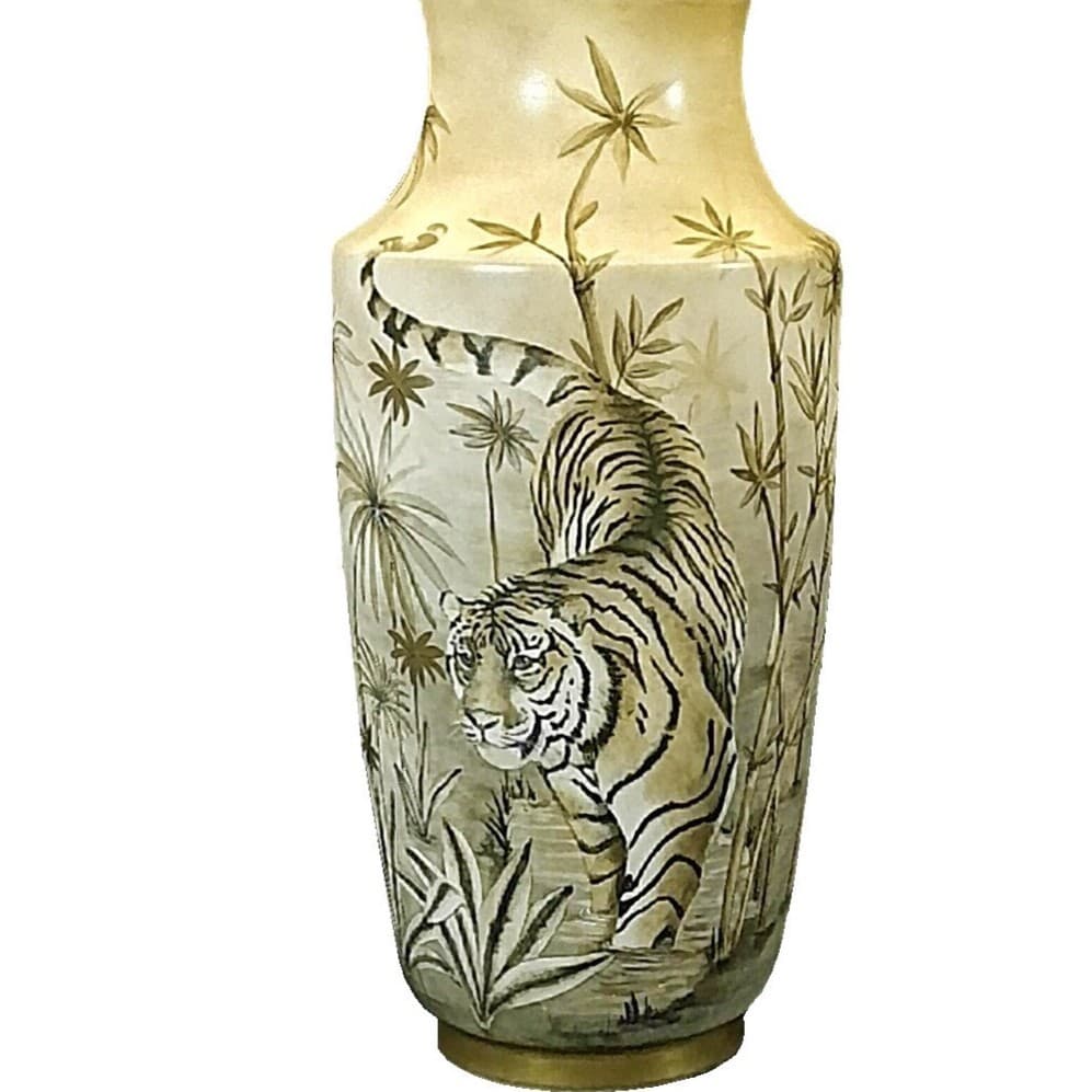 LAMPE EN PORCELAINE DE LIMOGES PEINTE A LA MAIN | MODELE TIGRES