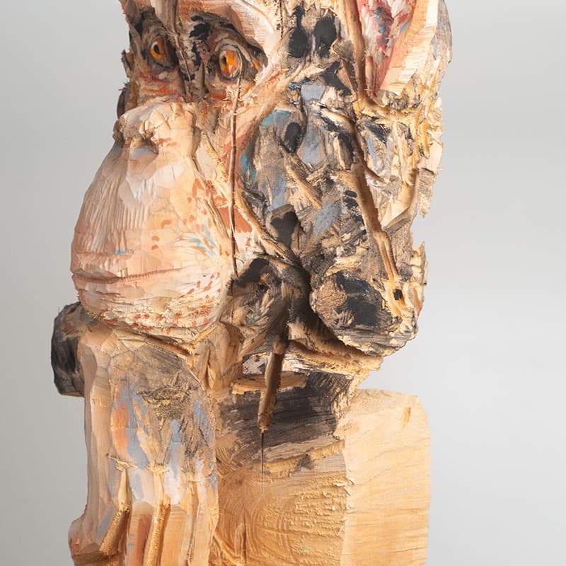 CHIMPANZÉ (sculpture animalière en bois)