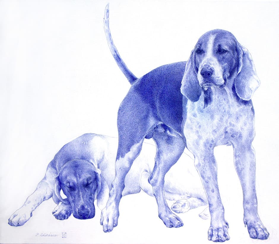 TABLEAU DE CHASSE ( couple de chiens )
