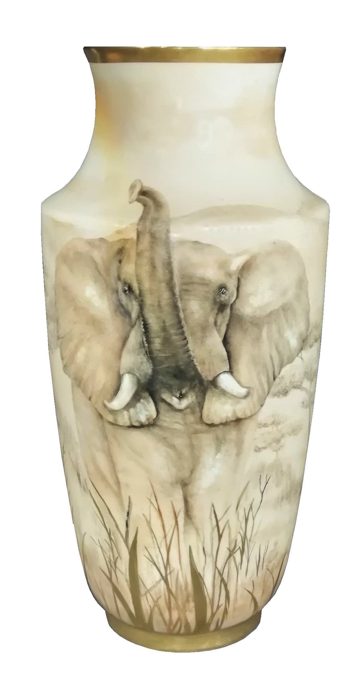 VASE EN PORCELAINE DE LIMOGES PEINT A LA MAIN | MODELE ELEPHANT