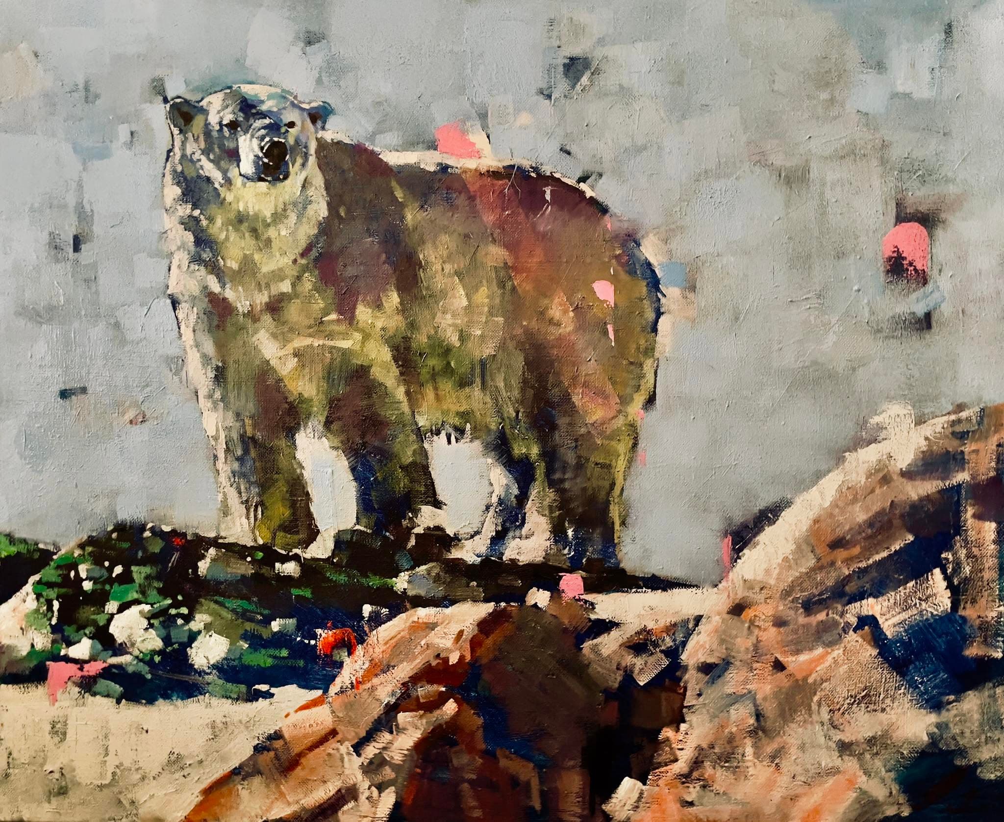Ours Polaire Sur La Banquise Hst 55 X 64 Cm