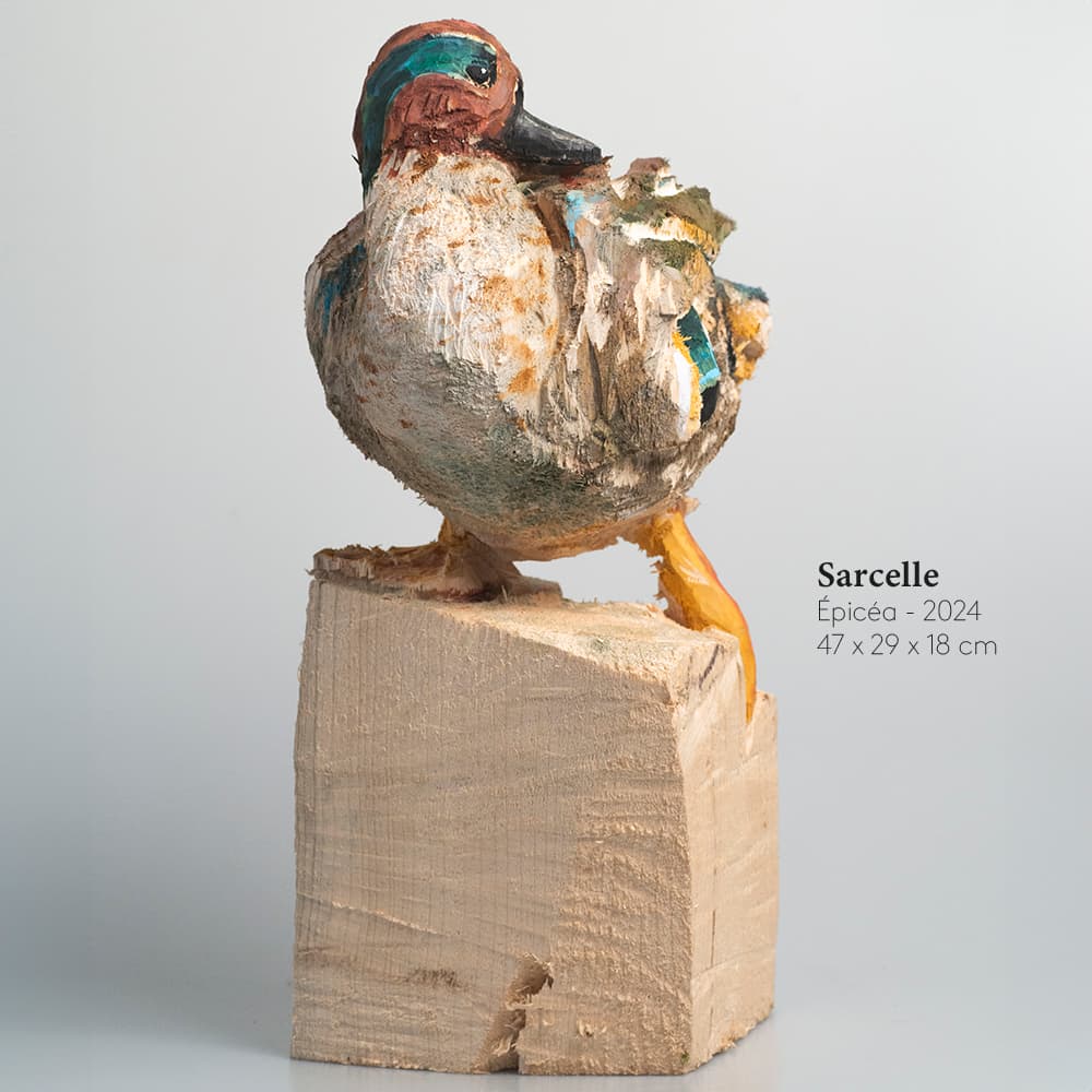 Guillaume Belin Sarcelle 3   Sculpture Animalière En Bois Pour Animal Art Gallery Paris