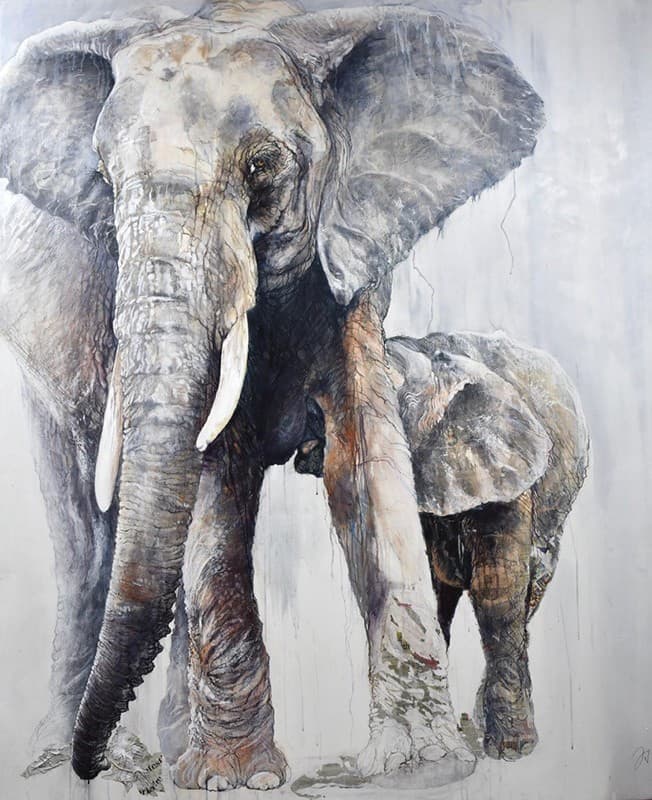 GEANTS DE PAPIER (éléphant, éléphanteau)