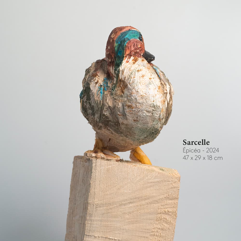 Guillaume Belin Sarcelle 4   Sculpture Animalière En Bois Pour Animal Art Gallery Paris