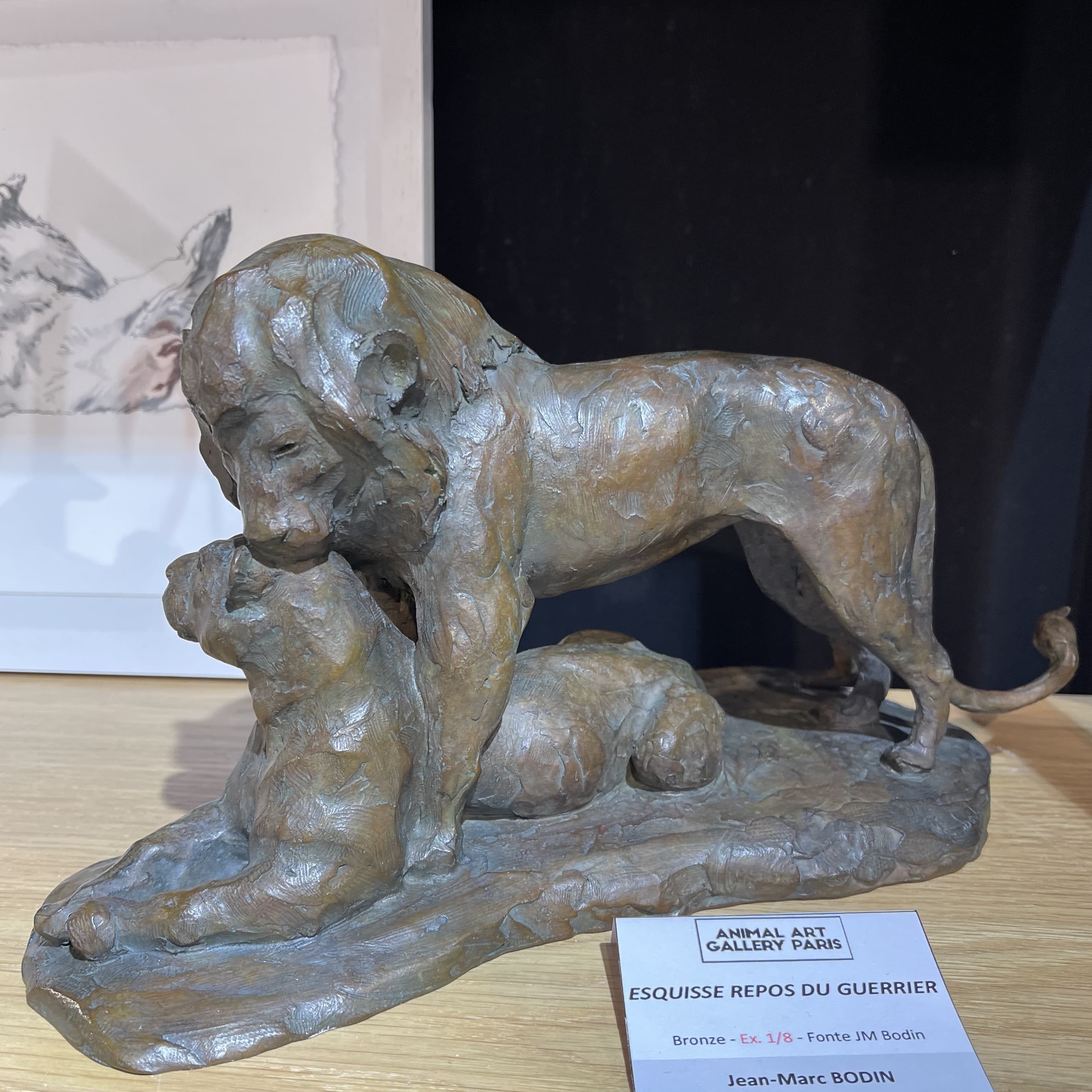 LE REPOS DU GUERRIER - COUPLE DE LIONS (Esquisse)
